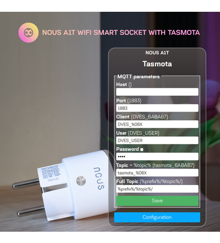 Nous A1T WiFi Smart Socket with Tasmota (2pcs)