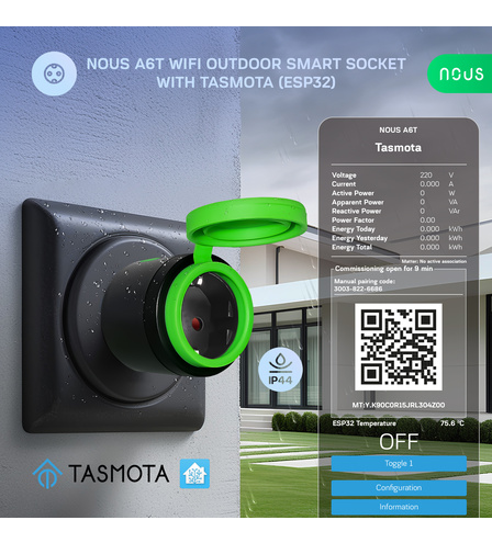 Nous A6T WiFi Outdoor Smart Socket with Tasmota (2pcs)