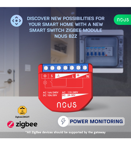 Nous B2Z ZigBee Smart Switch Module (1 channel, with PM)