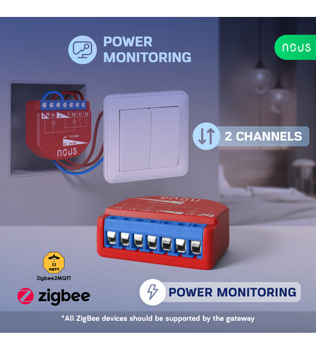 Nous B3Z ZigBee Smart Switch Module (2 channels, with PM)