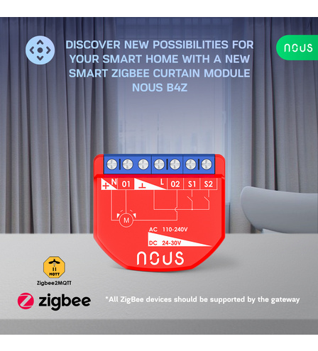 Nous B4Z ZigBee Smart Curtain module