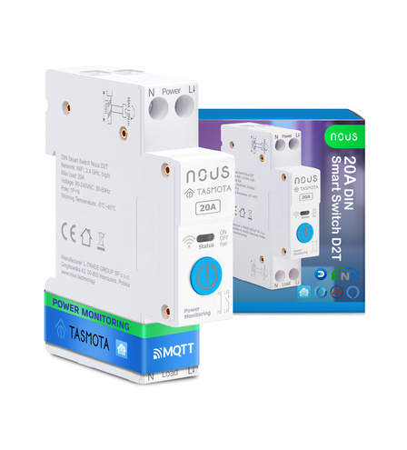 Nous D2T - DIN Smart Switch 20A with Tasmota (ESP32)