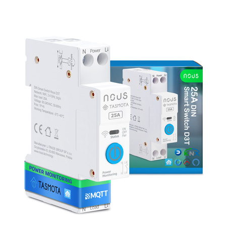 Nous D3T - DIN Smart Switch 25A with Tasmota (ESP32)