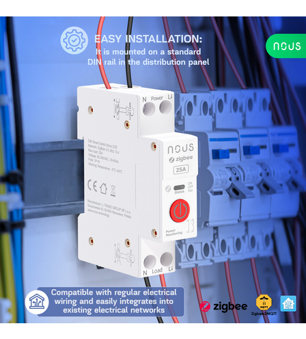 Nous D3Z - Zigbee DIN Smart Switch 25A
