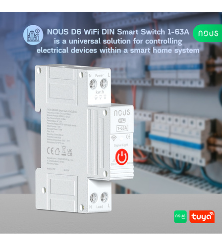 NOUS D6 WiFi DIN Smart Switch 1-63A