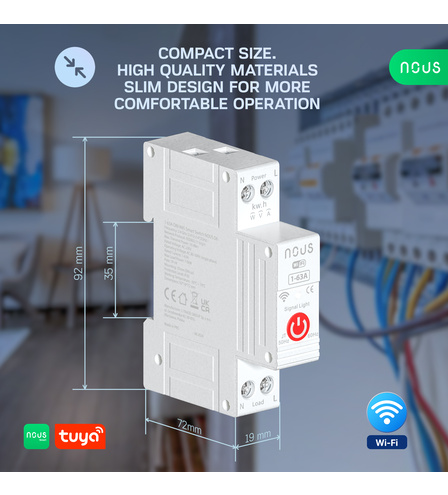 NOUS D6 WiFi DIN Smart Switch 1-63A