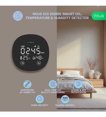 NOUS E10 ZigBee Smart CO₂, Temperature &amp; Humidity Detector