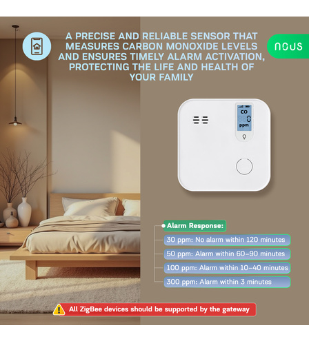 NOUS E12 Zigbee Carbon Monoxide Alarm Detector