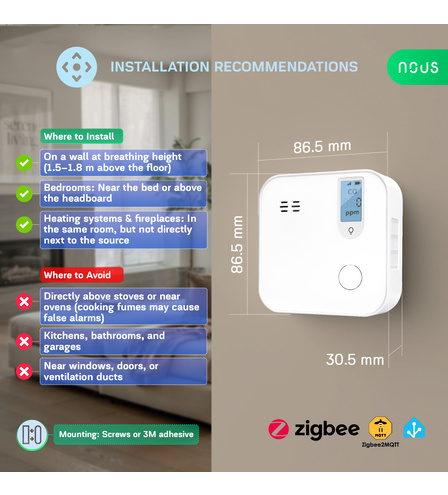 NOUS E12 Zigbee Carbon Monoxide Alarm Detector