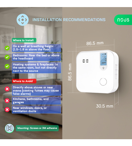 NOUS E18 WiFi Carbon Monoxide Alarm Detector