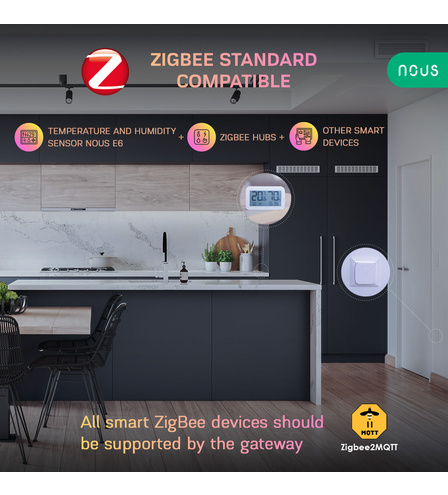 NOUS E6 LCD ZigBee Smart Temperature and Humidity Sensor
