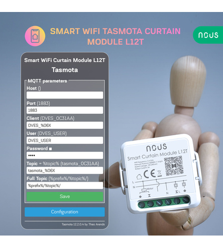 Nous L12T WiFi Smart Curtain Module with Tasmota
