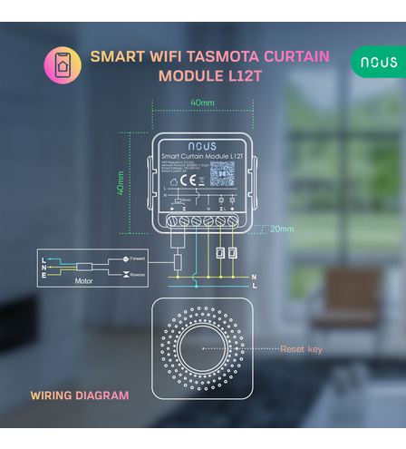 Nous L12T WiFi Smart Curtain Module with Tasmota
