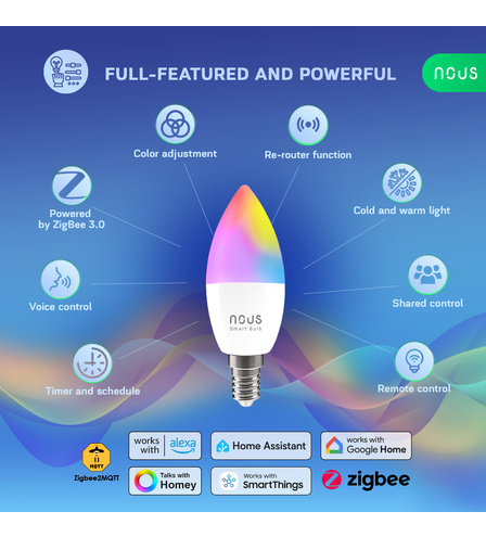 NOUS P4Z ZigBee Smart Bulb RGB E14 (3pcs)